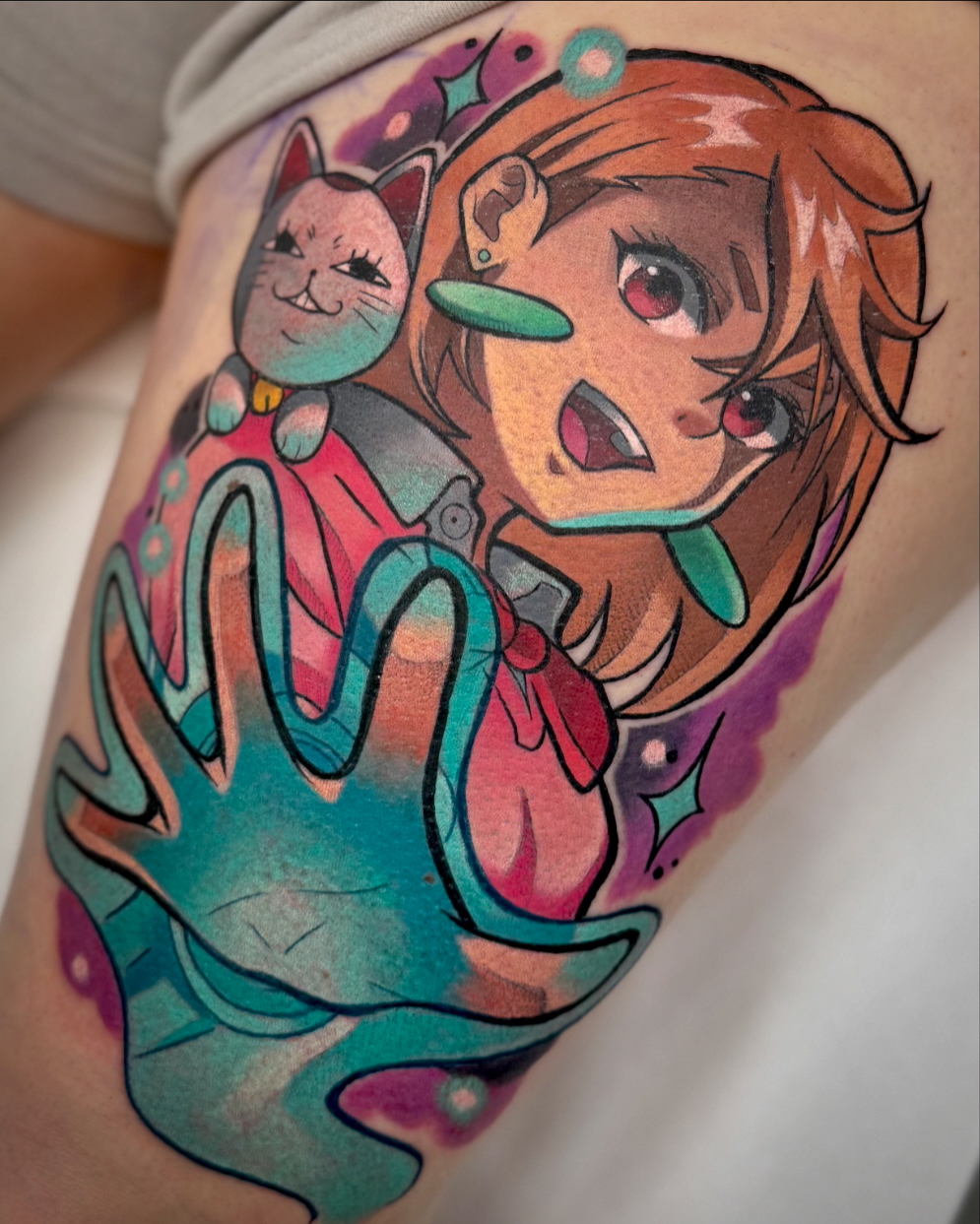 anime momo ayase colour tattoo from dandadan 