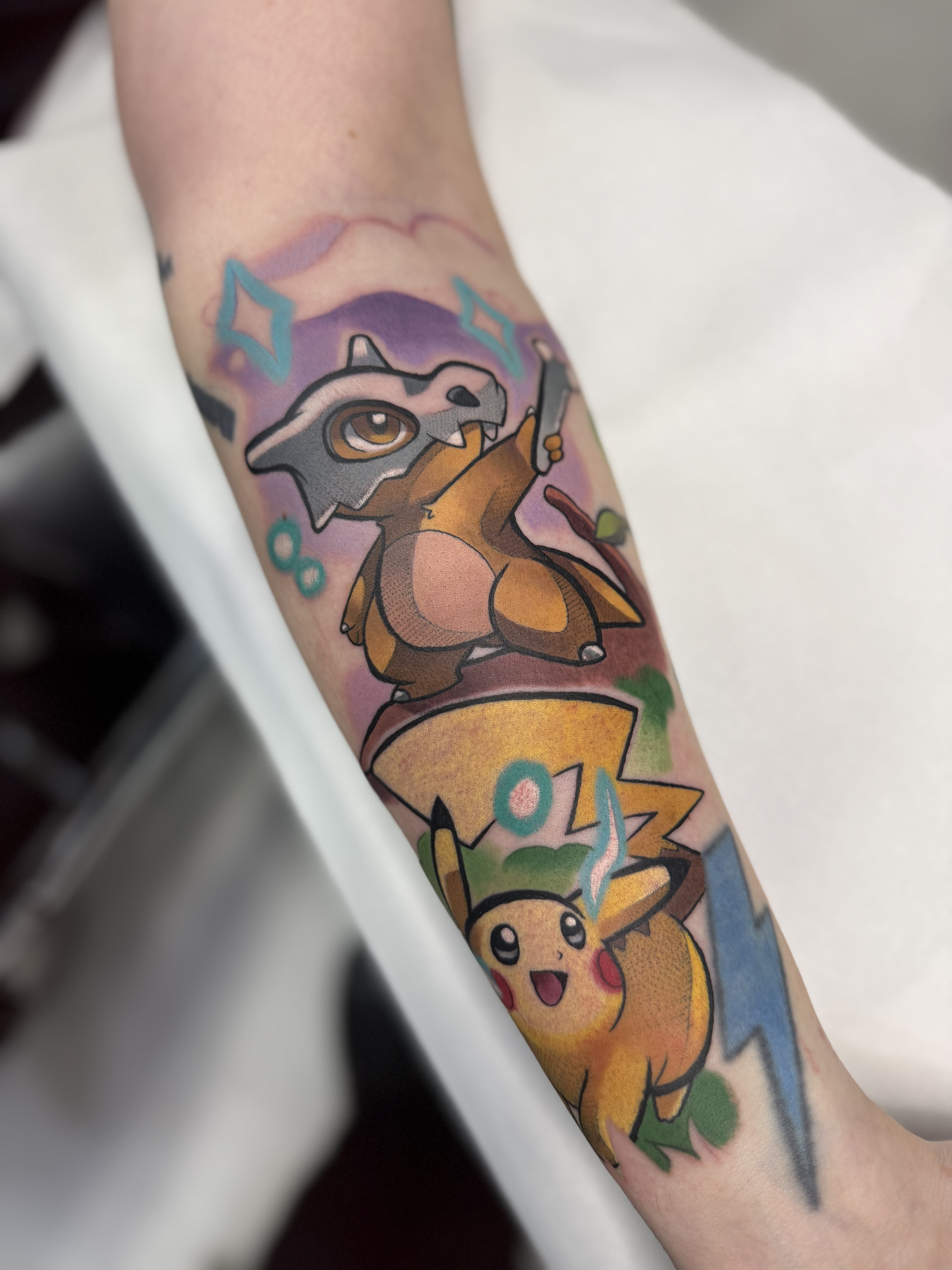 pokemon tattoo anime manga cubone pikachu colour cheltenham